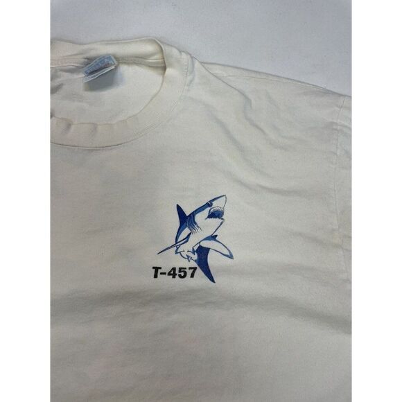 VINTAGE Shark T-457 Graphic T-shirt Men XL White Short Sleeve - Picture 4 of 10